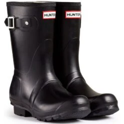 Hunter Women's Original Short Rain Boots In Black -Shoe Discount Store 1 9 19 hunter original short wellington boots black 1 1100x