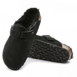 Birkenstock Boston Shearling Suede Leather In Black -Shoe Discount Store 2 5 259883 sole 1100x