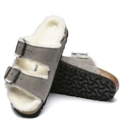 Birkenstock Women's Arizona Shearling In Stone Coin 8 Birkenstock Women's Arizona Shearling In Stone Coin -Shoe Discount Store BI 1017402 521W 3 1100x