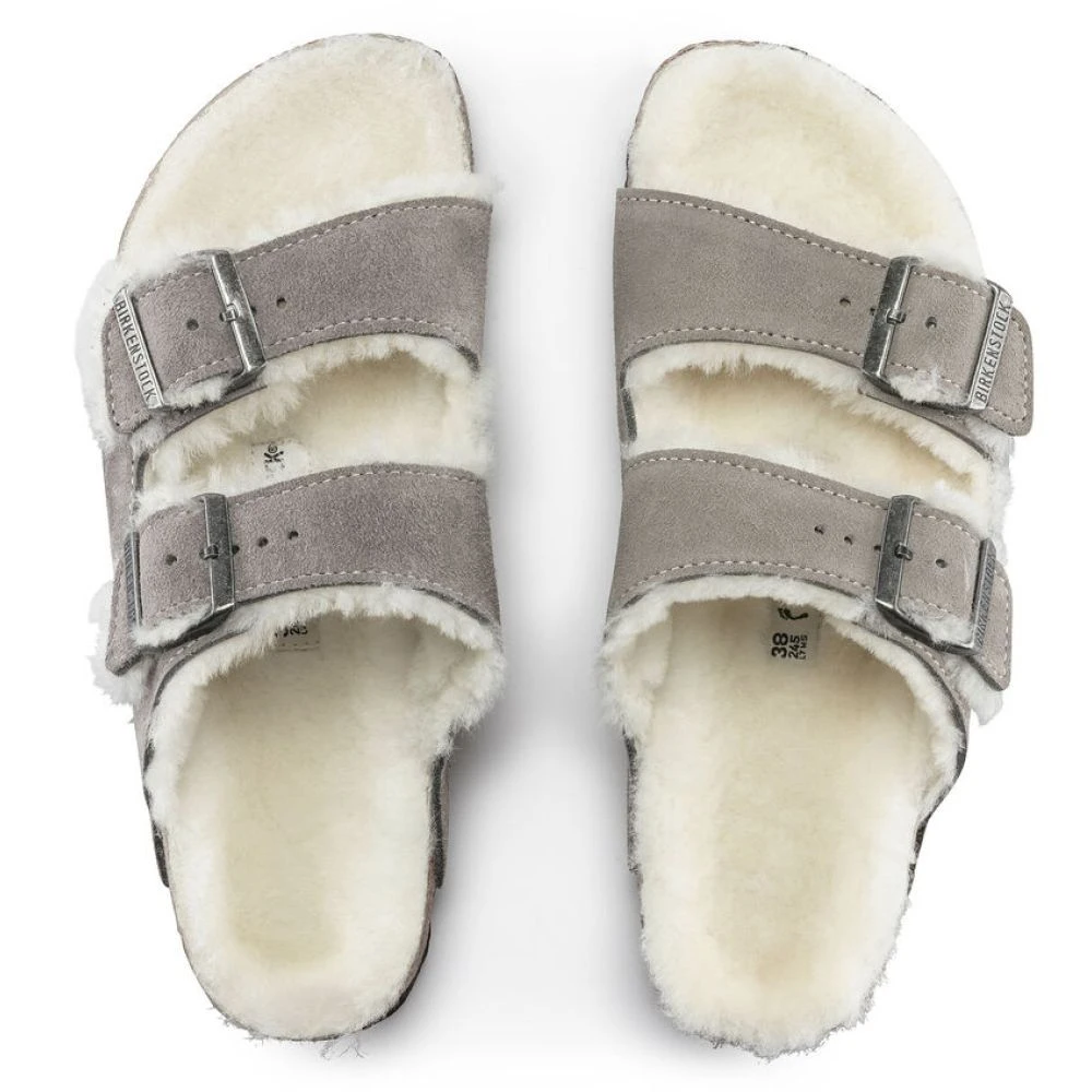 Birkenstock Women's Arizona Shearling In Stone Coin 6 Birkenstock Women's Arizona Shearling In Stone Coin - Image 4