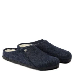 Birkenstock Men's Zermatt Shearling Wool Felt In Dark Blue -Shoe Discount Store BI 1017535 2098 2 1100x