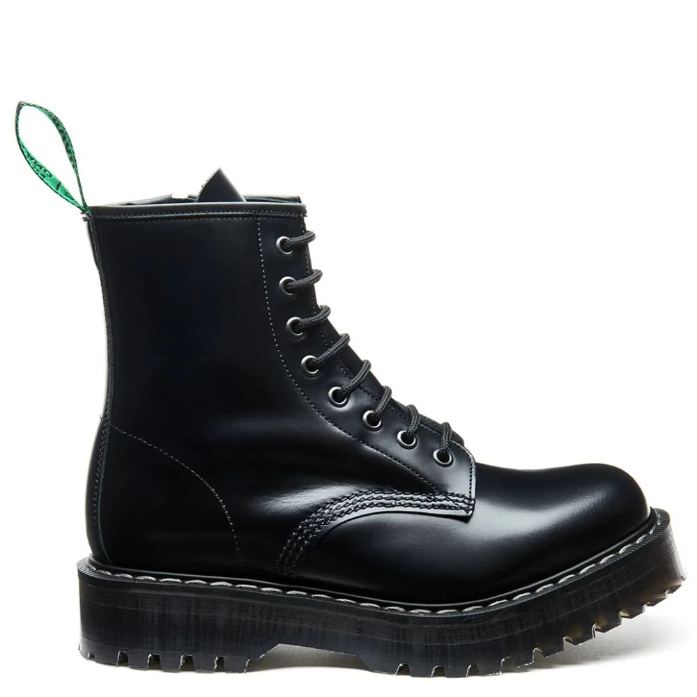 Solovair 8 Eye Zip Platform Derby Boot In Black Hi-Shine 3 Solovair 8 Eye Zip Platform Derby Boot In Black Hi-Shine