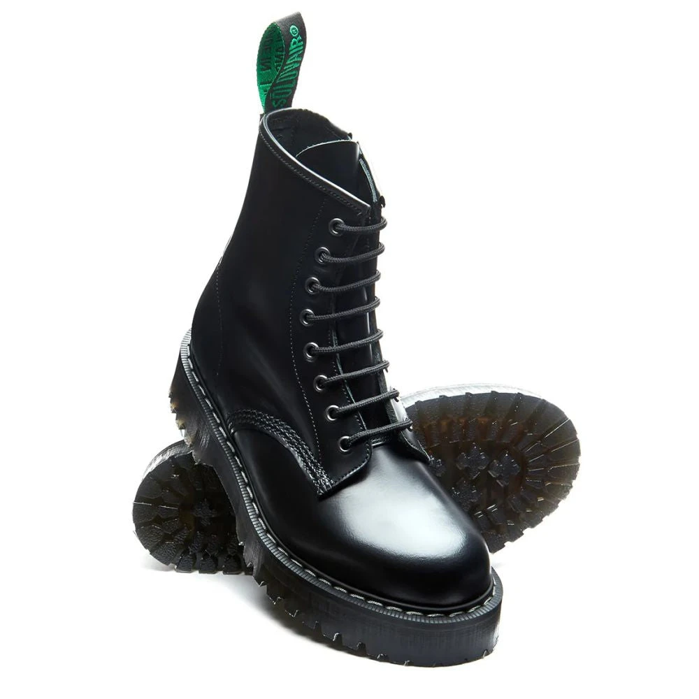 Solovair 8 Eye Zip Platform Derby Boot In Black Hi-Shine 5 Solovair 8 Eye Zip Platform Derby Boot In Black Hi-Shine - Image 3