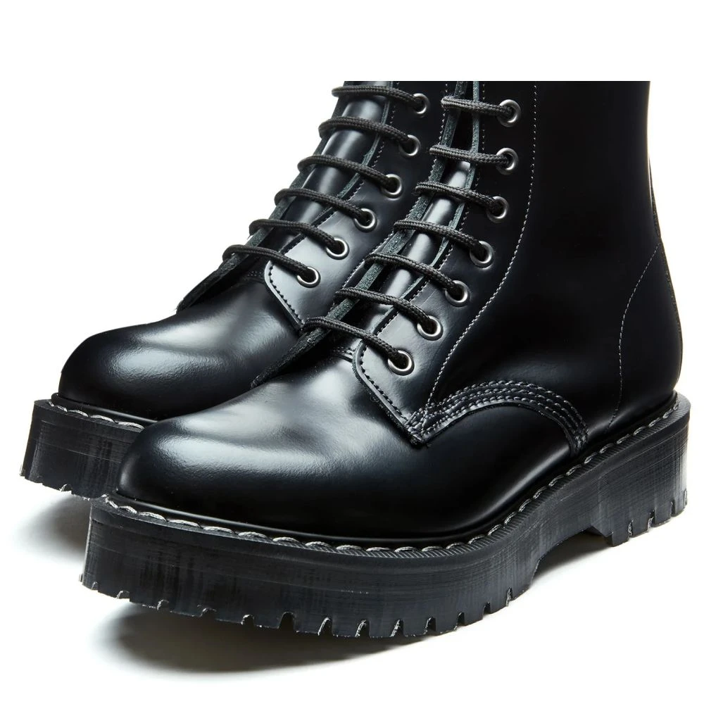 Solovair 8 Eye Zip Platform Derby Boot In Black Hi-Shine 6 Solovair 8 Eye Zip Platform Derby Boot In Black Hi-Shine - Image 4