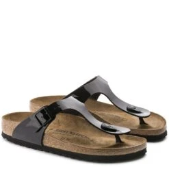 Birkenstock Gizeh Birko-Flor Patent In Black -Shoe Discount Store b i birkenstock birko flor patent black 43663 3 1100x