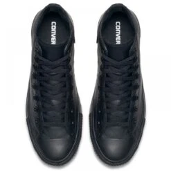 Converse Chuck Taylor All Star Mono Leather High Top In Black Monochrome -Shoe Discount Store c o converse chuck taylor all star monochrome leather high top black 135251 4 1100x