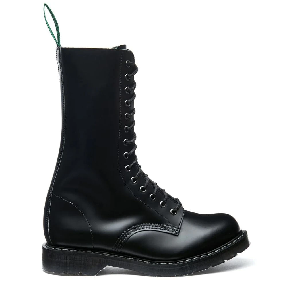 Solovair 14 Eye Derby Boot In Black Hi-Shine 3 Solovair 14 Eye Derby Boot In Black Hi-Shine