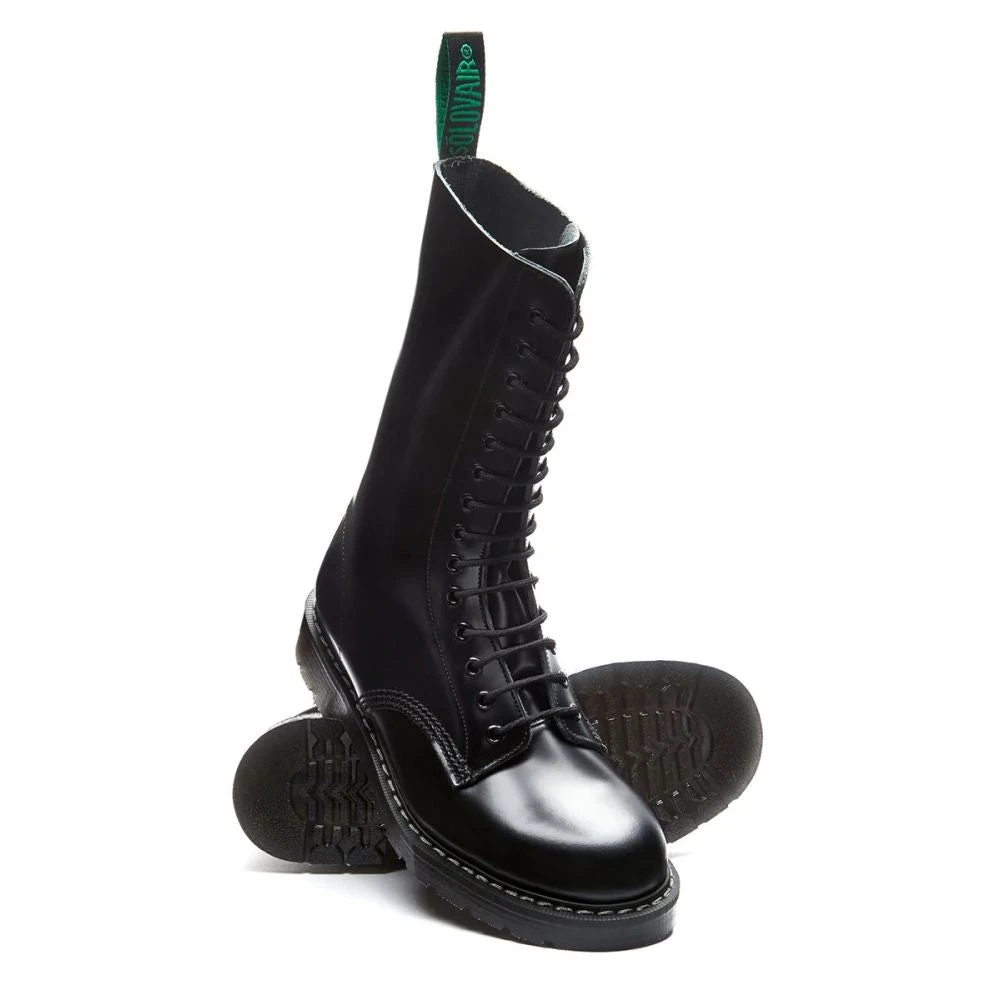 Solovair 14 Eye Derby Boot In Black Hi-Shine 4 Solovair 14 Eye Derby Boot In Black Hi-Shine - Image 2