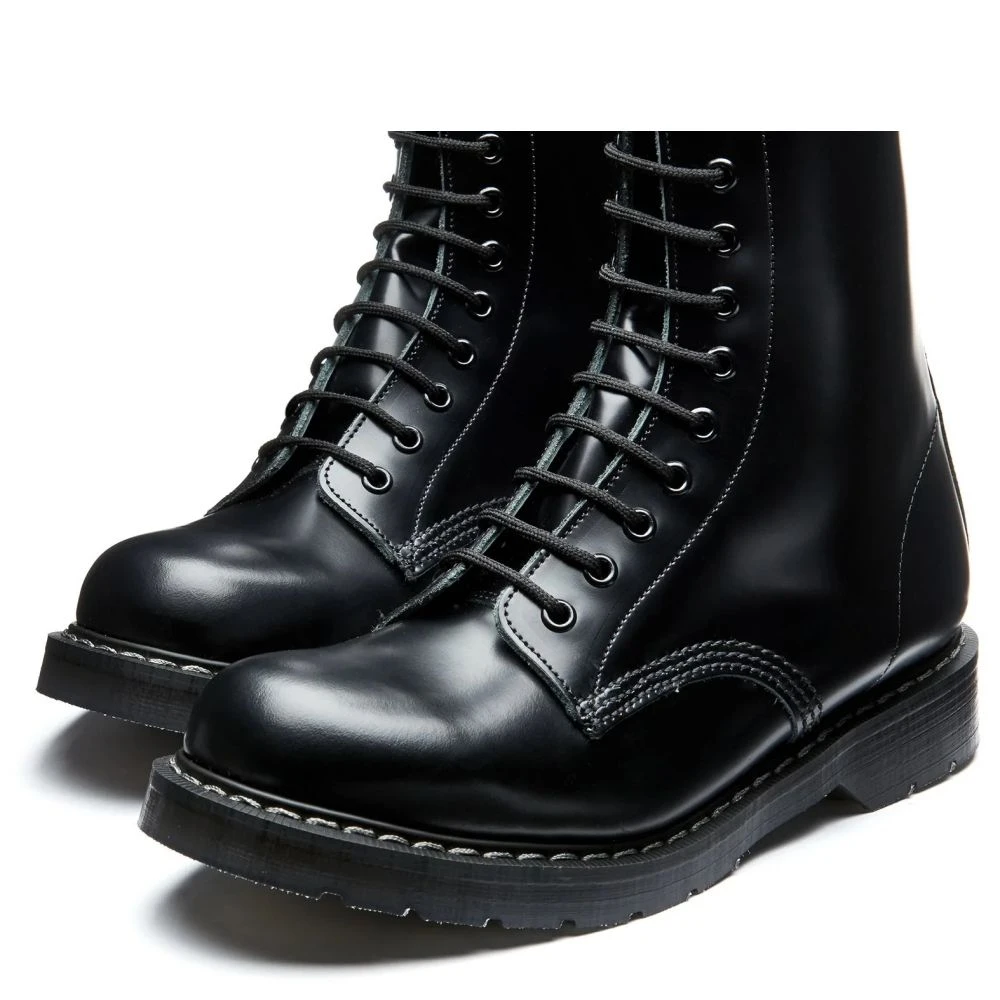 Solovair 14 Eye Derby Boot In Black Hi-Shine 5 Solovair 14 Eye Derby Boot In Black Hi-Shine - Image 3